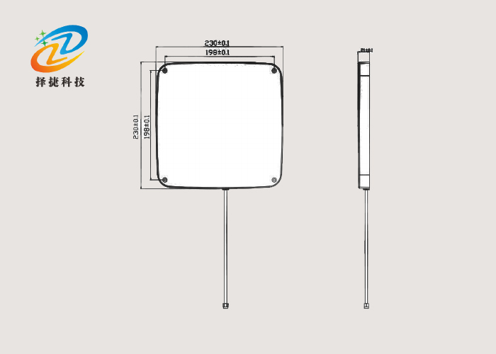 8dBi超高頻定向天線(xiàn)ZJTX23023020-8DBI產(chǎn)品尺寸圖